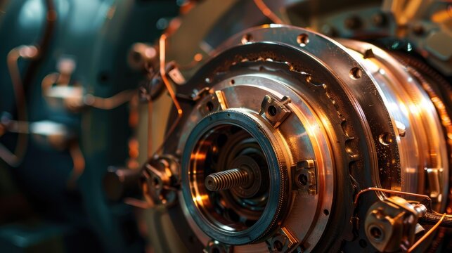 An electric motor s close up revealing the commutator and a section of the coil