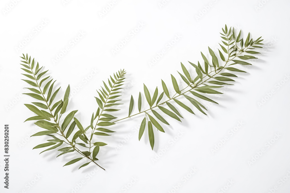 Canvas Prints Green Leaves on White Background