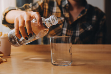 healthy beautiful young woman holding glass of water