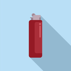 Vector illustration of a red water bottle with a fliptop lid, cast shadow on a blue background
