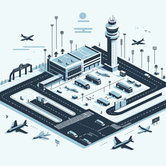 Airport vector in white background 