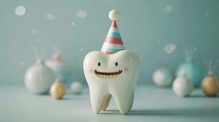 Birthday of the first molar, gift from tooth fairy. Generative AI