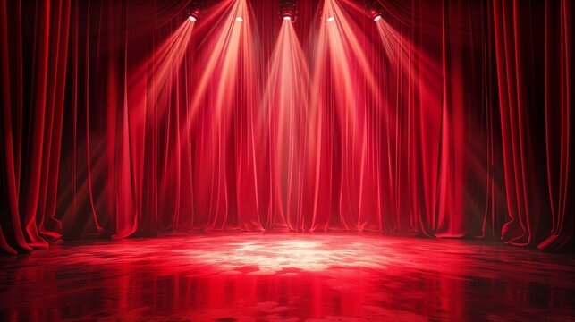 Magic theater stage red curtains show 