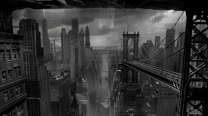 Futuristic city  modern engineering marvel with interconnected skyscrapers and sky bridges