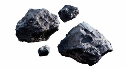 Asteroid Cluster Isolated on White Background, Generative AI