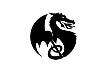 Letter O logo icon with dragon design vector illustration