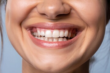 Fototapeta premium perfect teeth of a woman, face of an indian girl, brunette looking on camera