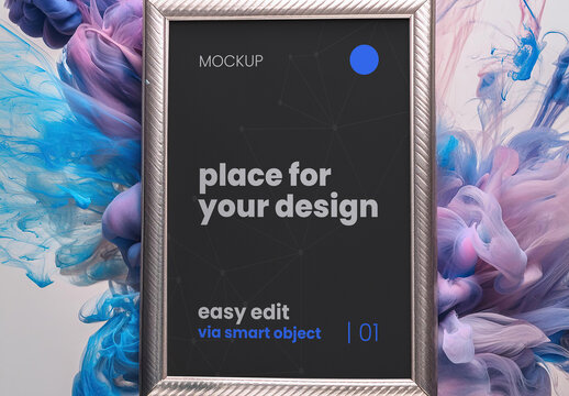 Colorful Explotion Poster Frame Mockup Generative Ai