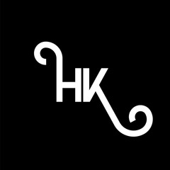 HK letter logo design on black background. HK creative initials letter logo concept. hh letter design. HK white letter design on black background. H K, h k logo