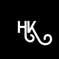 HK letter logo design on black background. HK creative initials letter logo concept. hh letter design. HK white letter design on black background. H K, h k logo