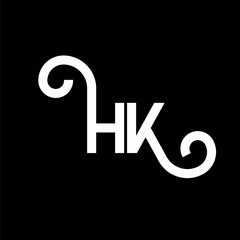 HK letter logo design on black background. HK creative initials letter logo concept. hh letter design. HK white letter design on black background. H K, h k logo