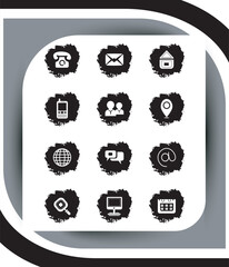 Contact related icon set, Essential Flat Stroke Circular Web Icon Set Phone Contact Location Button, Web icon, contact us icon, address, location, email, phone, Contact information symbols collection.
