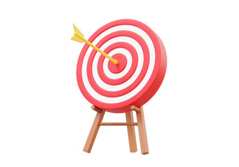 The bow, archer target planning vision business excellent financial growth development successful on transparent png background. investment strategy education concept. 3d render illustration
