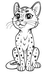 A cartoon drawing of a leopard cub with adorable whiskers and a cute gesture