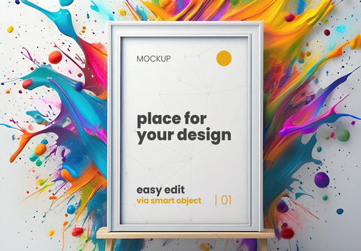 Colorful Paint Splash Poster Frame Mockup Illustrated 02 Generative Ai