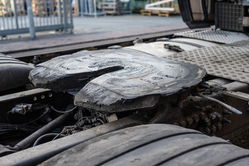 Fifth wheel coupling of a lorry.