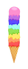 Rainbow Layered Ice Cream Cone - LGBTQ+ Pride Celebration Illustration