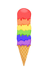 LGBTQ+ Rainbow Ice Cream Cone - Colorful Pride Month Treat