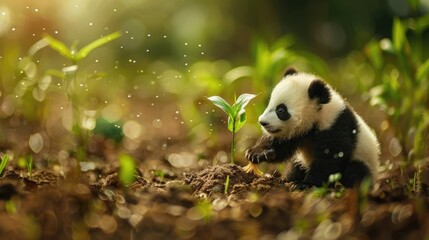 giant panda eating bamboo