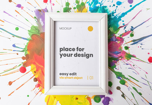 Colorful Paint Splash Poster Frame Mockup Illustrated 06 Generative Ai