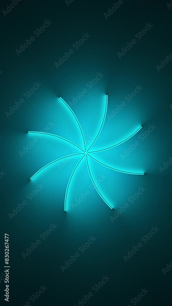 Poster circle with inner blue light split to parts and glow with abstract motion. seamless loop animation. 