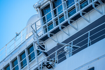 Closeup of windows of a ferry wheelhouse. © Trygve
