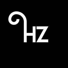 HZ letter logo design on black background. HZ creative initials letter logo concept. HZ letter design. HZ white letter design on black background. H Z, h z logo