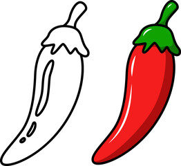 Illustration of chilli pepper. Design element for emblem, sign, poster, menu, card. Vector illustration