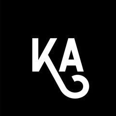 KA letter logo design on black background. KA creative initials letter logo concept. ka letter design. KA white letter design on black background. K A, k a logo