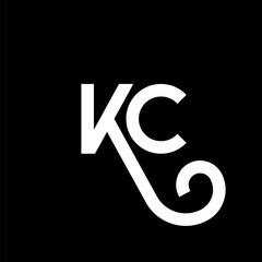 KC letter logo design on black background. KC creative initials letter logo concept. kc letter design. KC white letter design on black background. K C, k c logo