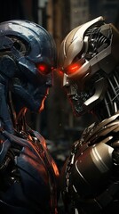 Fototapeta premium Duelo de gigantes: Batalha épica de máquinas.