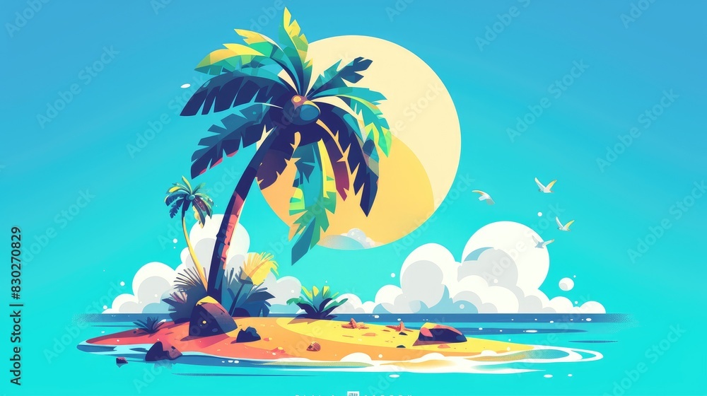Poster add a touch of the tropics to your web design with this full sized semi flat palm tree 2d element in
