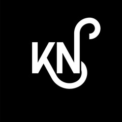 KN letter logo design on black background. KN creative initials letter logo concept. kn letter design. KN white letter design on black background. K N, k n logo