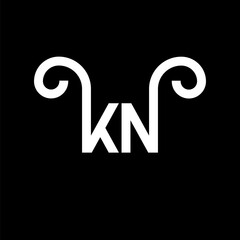 KN letter logo design on black background. KN creative initials letter logo concept. kn letter design. KN white letter design on black background. K N, k n logo