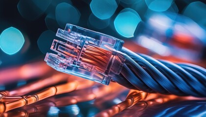 Fototapeta premium twisted pair network long fiber cable 