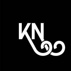 KN letter logo design on black background. KN creative initials letter logo concept. kn letter design. KN white letter design on black background. K N, k n logo