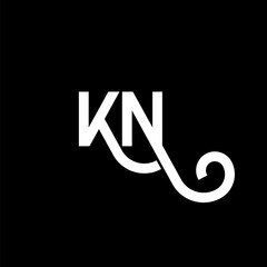 KN letter logo design on black background. KN creative initials letter logo concept. kn letter design. KN white letter design on black background. K N, k n logo