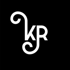 KR letter logo design on black background. KR creative initials letter logo concept. kr letter design. KR white letter design on black background. K R, k r logo