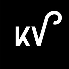 KV letter logo design on black background. KV creative initials letter logo concept. kv letter design. KV white letter design on black background. K V, k v logo