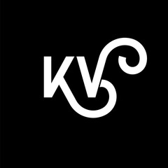 KV letter logo design on black background. KV creative initials letter logo concept. kv letter design. KV white letter design on black background. K V, k v logo