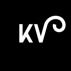 KV letter logo design on black background. KV creative initials letter logo concept. kv letter design. KV white letter design on black background. K V, k v logo