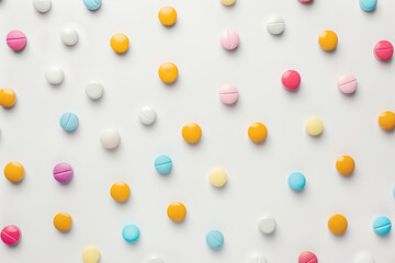 Colorful Pills Against White Background
