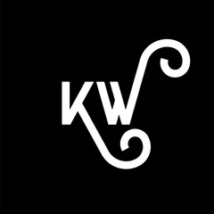 KW letter logo design on black background. KW creative initials letter logo concept. kw letter design. KW white letter design on black background. K W, k w logo