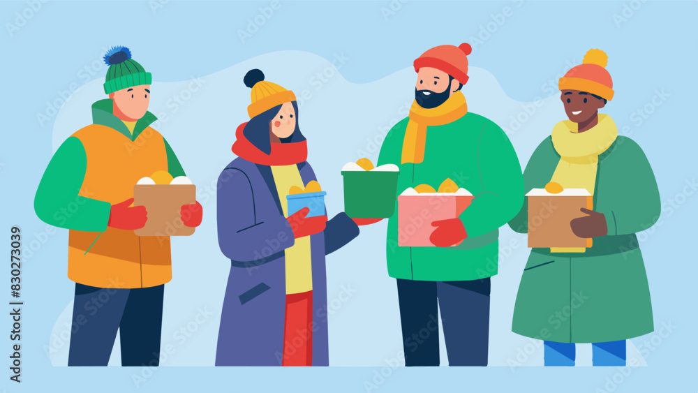 Poster volunteers are soliciting donations of warm winter clothing to be distributed to those in need durin