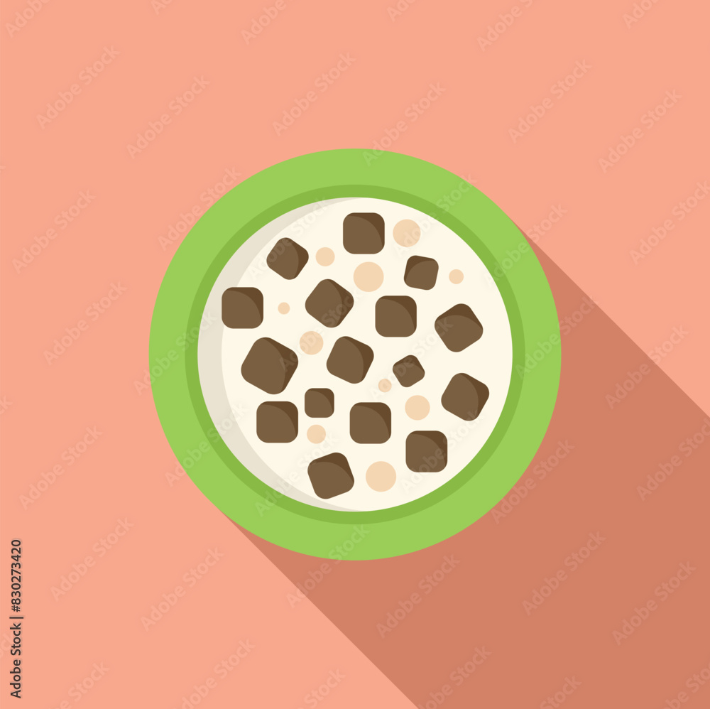 Poster simplistic top view vector of a chocolate chip cookie on a colorful background