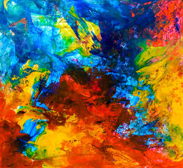 Hand painted abstract multicolored paint grunge background. Abstract artwork. Colorful modern painting. Decorative and artistic Wallpaper.