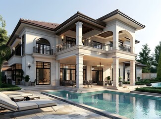 Fototapeta premium Modern luxury house with pool