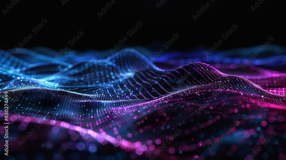 Aufkleber abstract digital wave of glowing particles, representing a futuristic or virtual reality space
