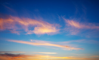 Sunset sky with orange clouds