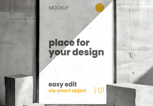 Concrete Black and White Poster Frame Mockup Generative Ai